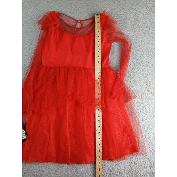 Beetlejuice Costume Girls Large Red Kids Lydia Deetz Dress Long Sleeve Tier NWT - Picture 5 of 8